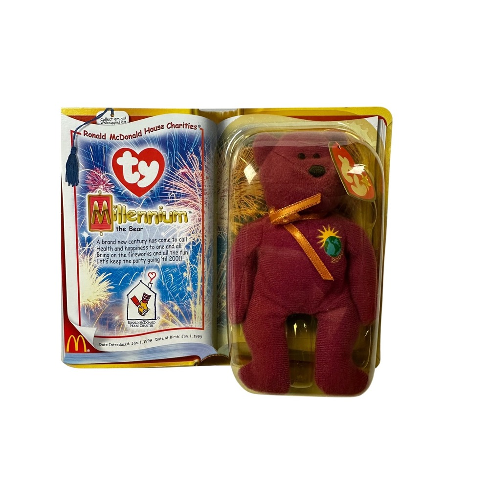 Millennium the Bear Ty Teenie Beanie Baby 2000 McDonald's Ronald Toy